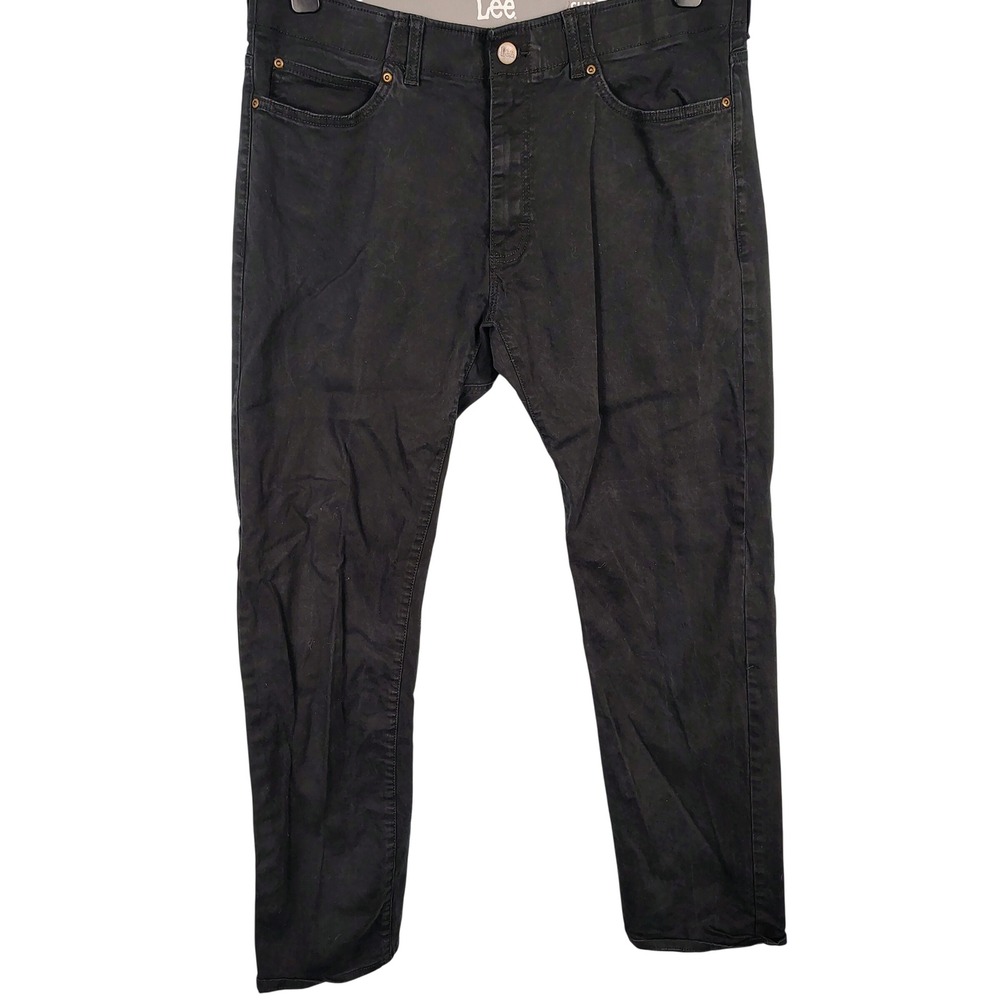 Lee Mens 38x32 Slim Straight Pants Black Stretch Cotton Gorpcore Minimalist